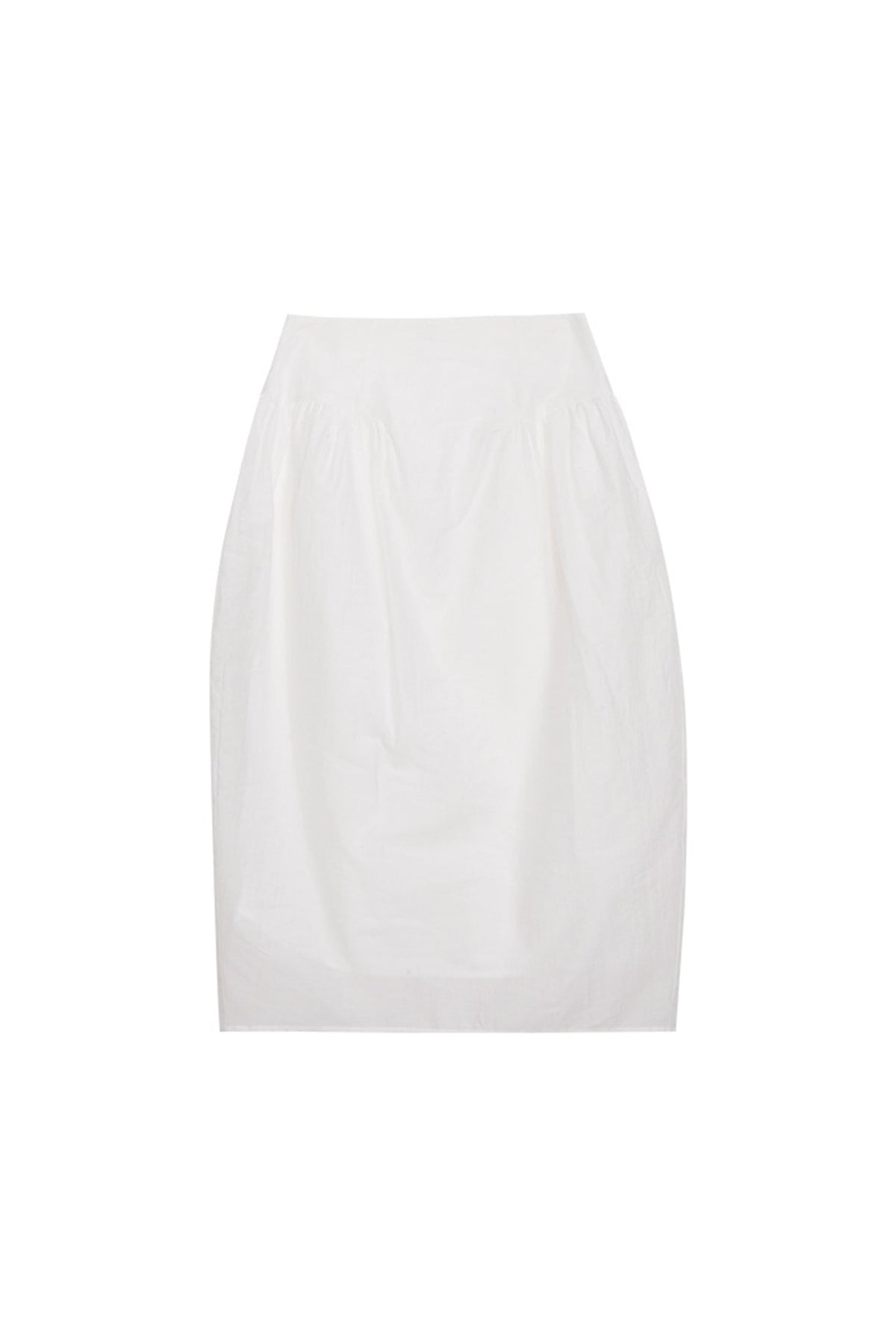 Cotton Blend High Waist Cocoon Midi Skirt