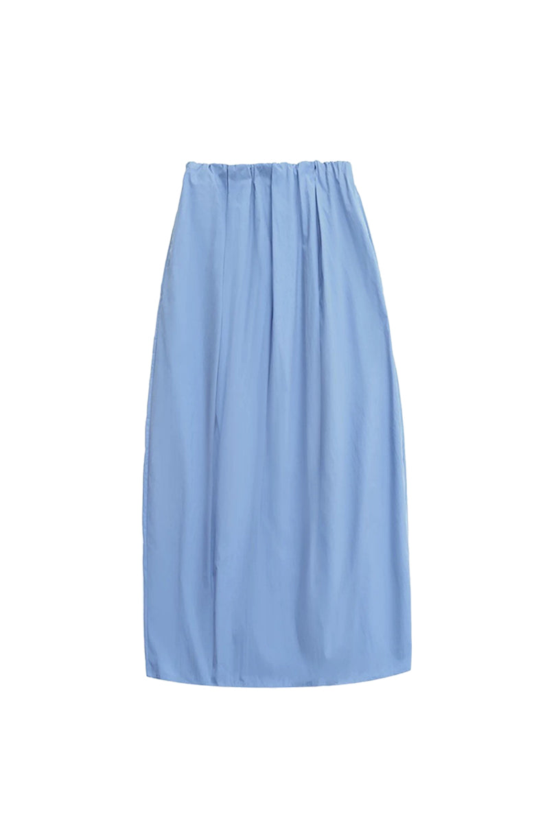 Cotton-Blend Pleated A Line Maxi Skirt