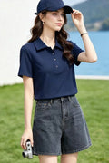 Cotton Short-Sleeve Slim-Fit Polo T-Shirt With Silver-Tone Button