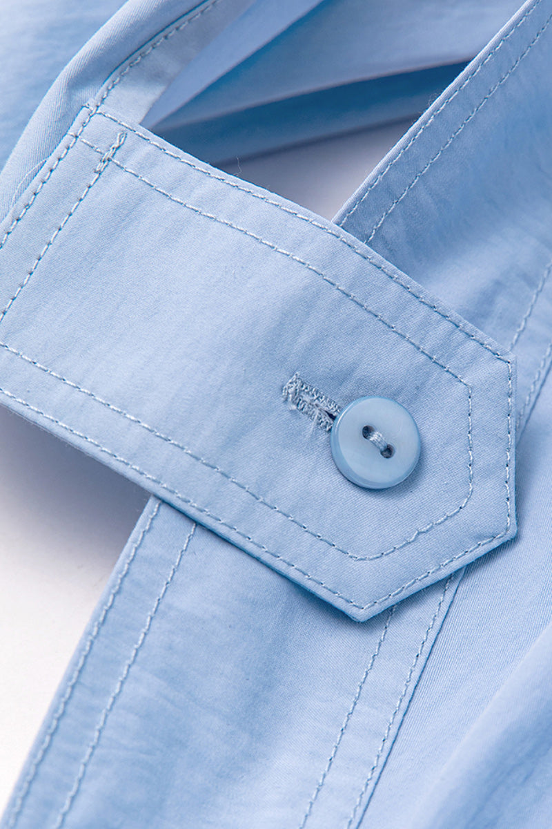 Cropped Long-Sleeve Drop-Shoulder Button-Down Shirt with Buttoned Waist