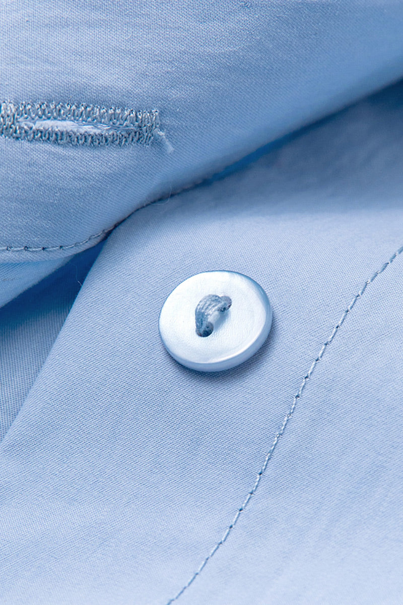 Cropped Long-Sleeve Drop-Shoulder Button-Down Shirt with Buttoned Waist