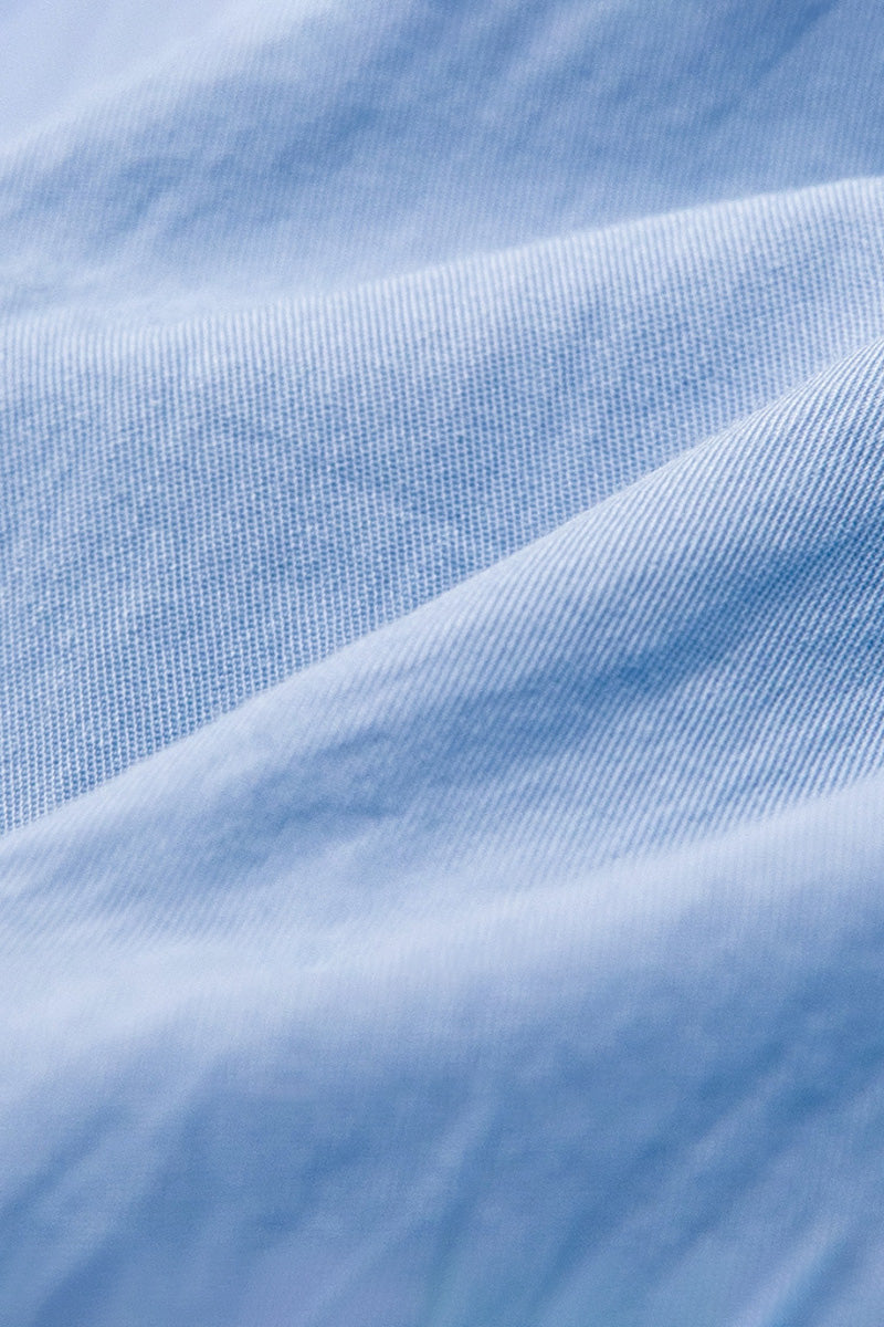 Cropped Long-Sleeve Drop-Shoulder Button-Down Shirt with Buttoned Waist