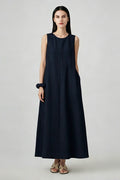 Relaxed-Fit A-Line Sleeveless Shift Maxi Dress
