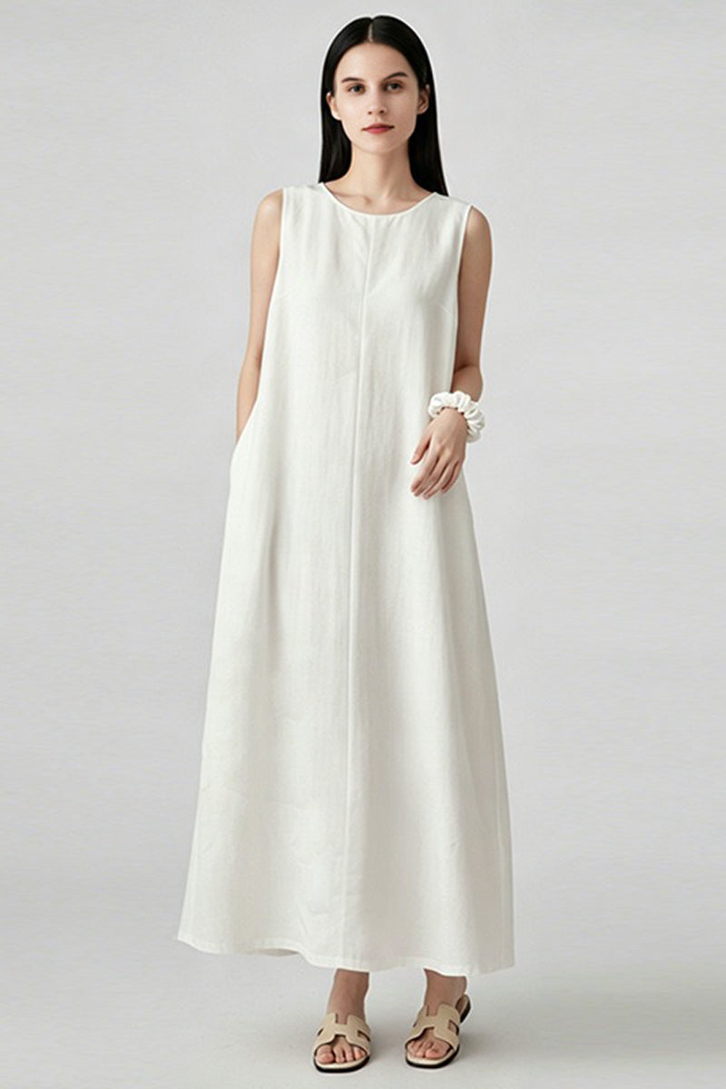 Relaxed-Fit A-Line Sleeveless Shift Maxi Dress