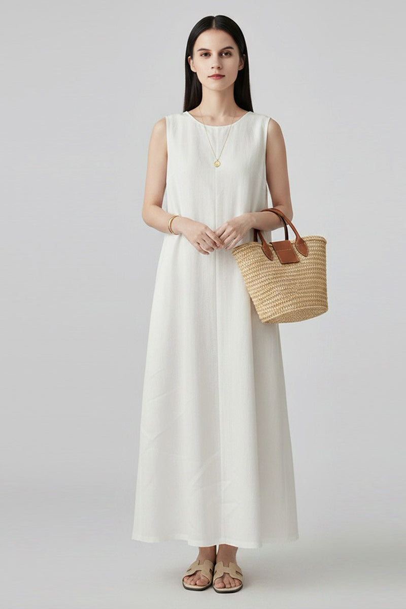 Relaxed-Fit A-Line Sleeveless Shift Maxi Dress