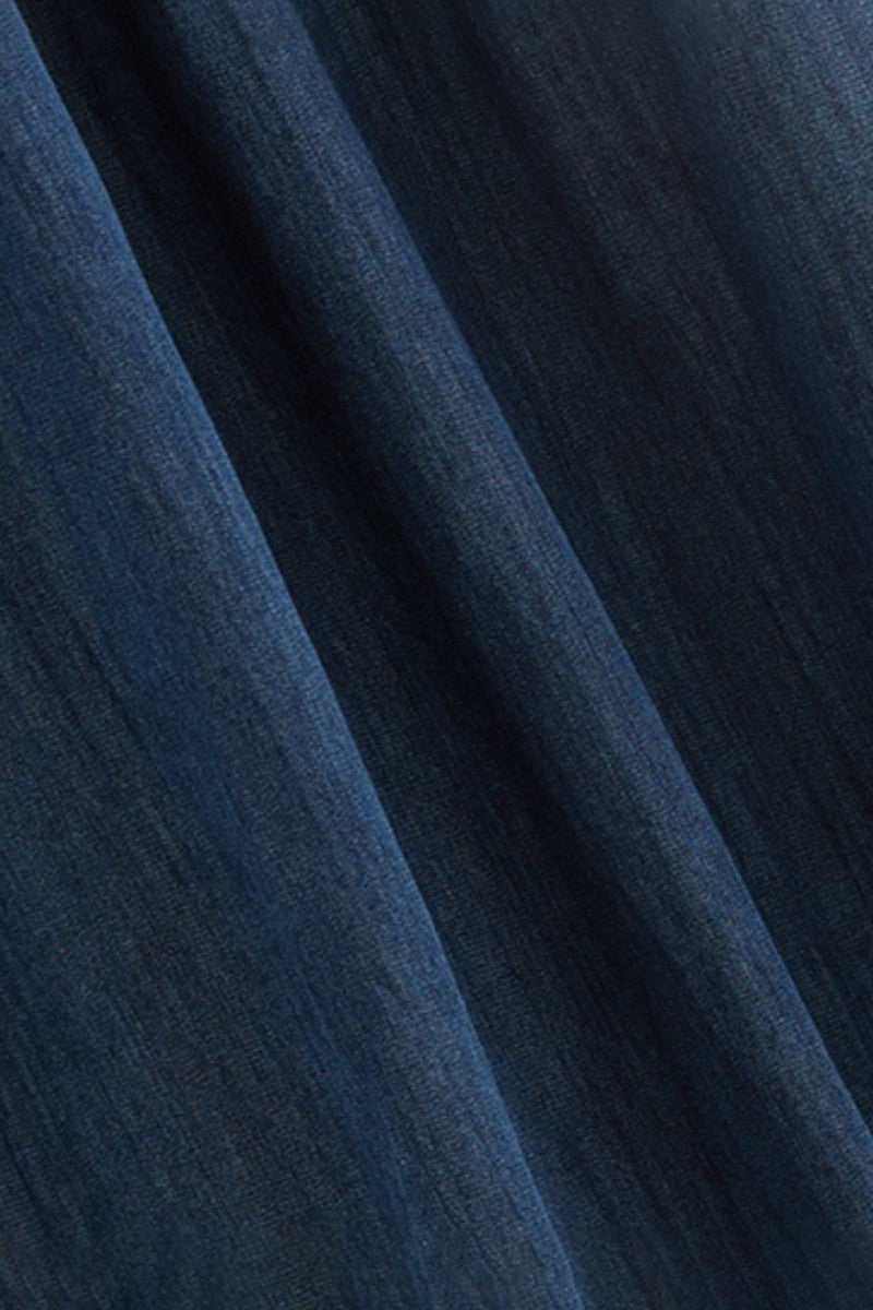 Denim Spaghetti-Strap Midi Dress With Pockets