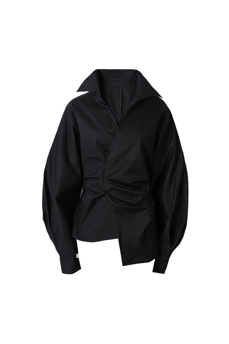 Designer Deep V-Neck Asymmetrical Wrap Shirt