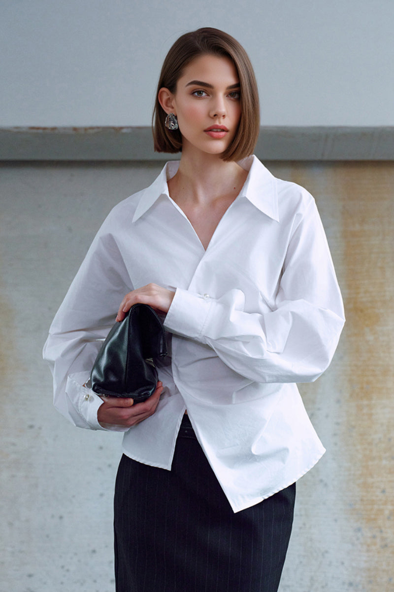 Designer Deep V-Neck Asymmetrical Wrap Shirt