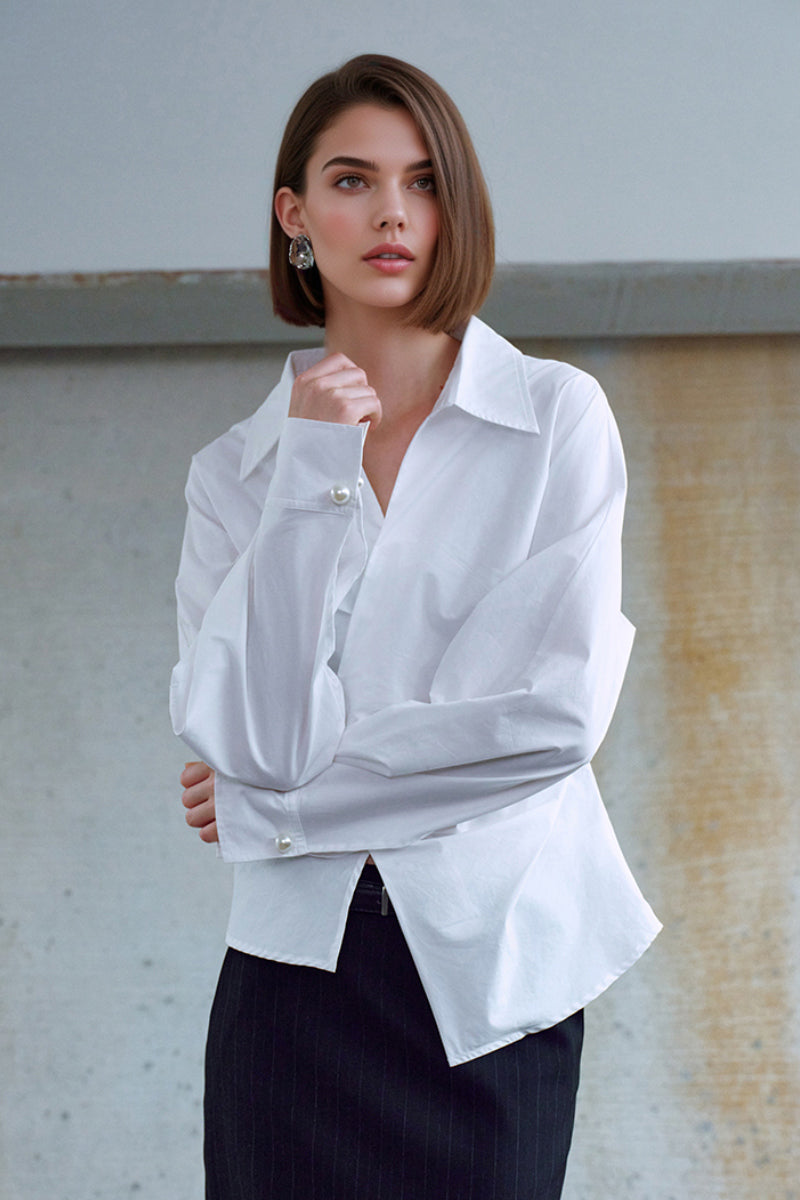 Designer Deep V-Neck Asymmetrical Wrap Shirt