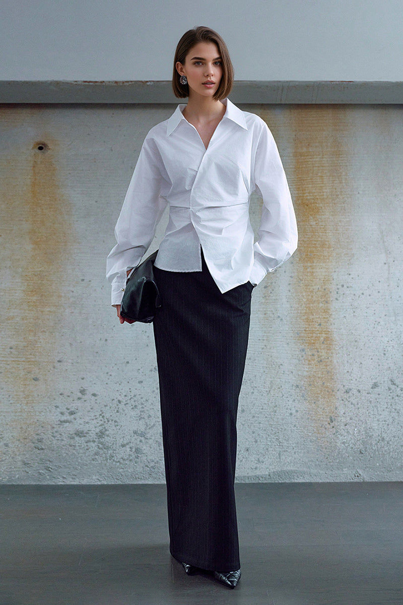 Designer Deep V-Neck Asymmetrical Wrap Shirt