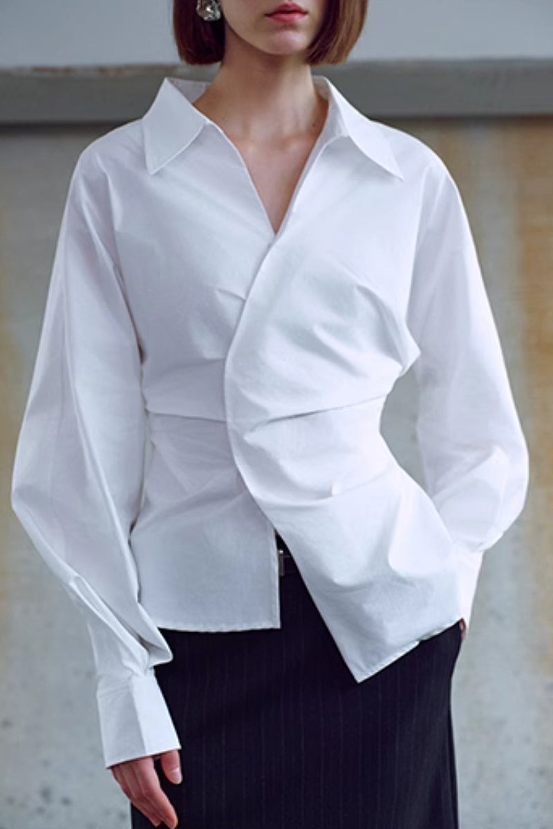 Designer Deep V-Neck Asymmetrical Wrap Shirt