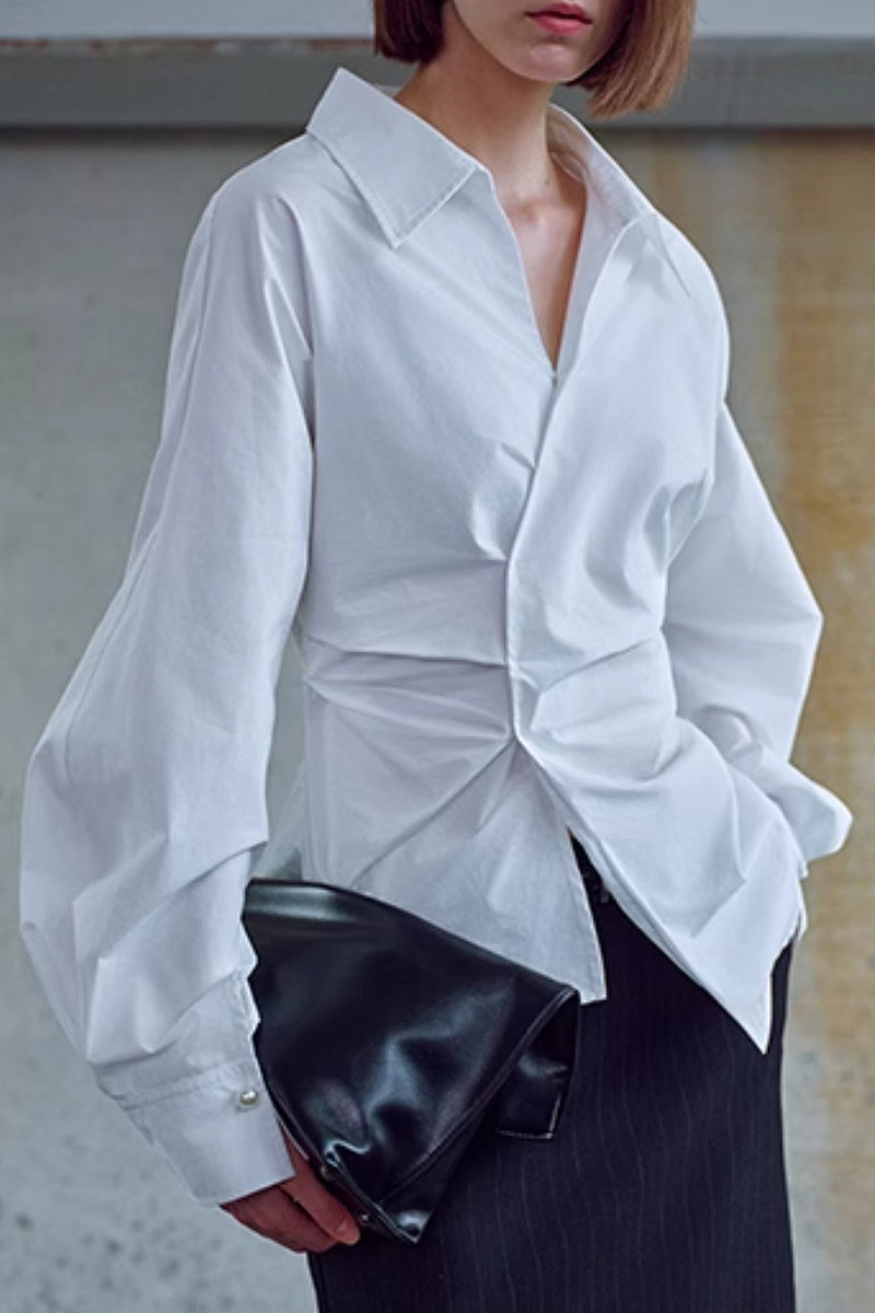 Designer Deep V-Neck Asymmetrical Wrap Shirt