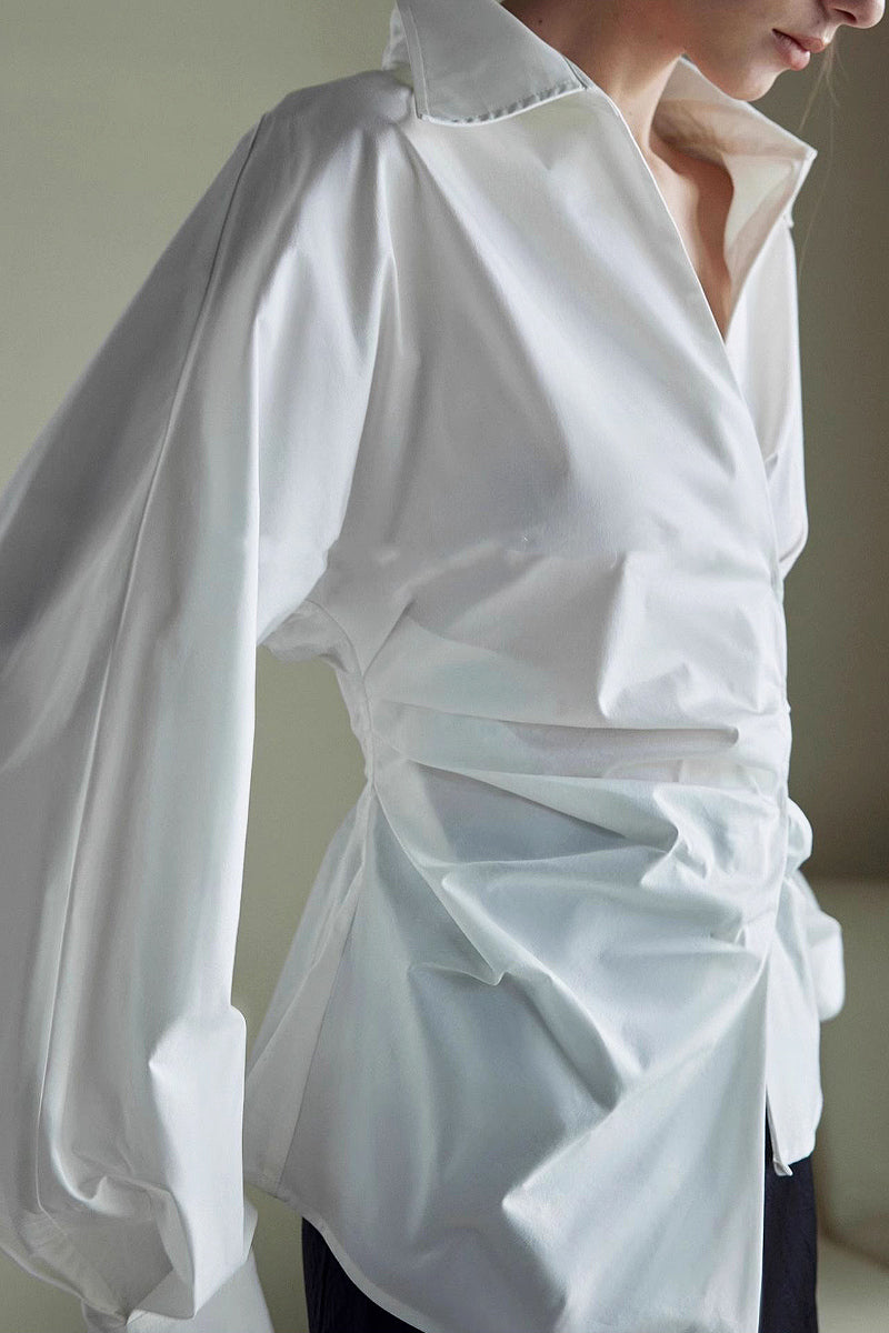 Designer Deep V-Neck Asymmetrical Wrap Shirt