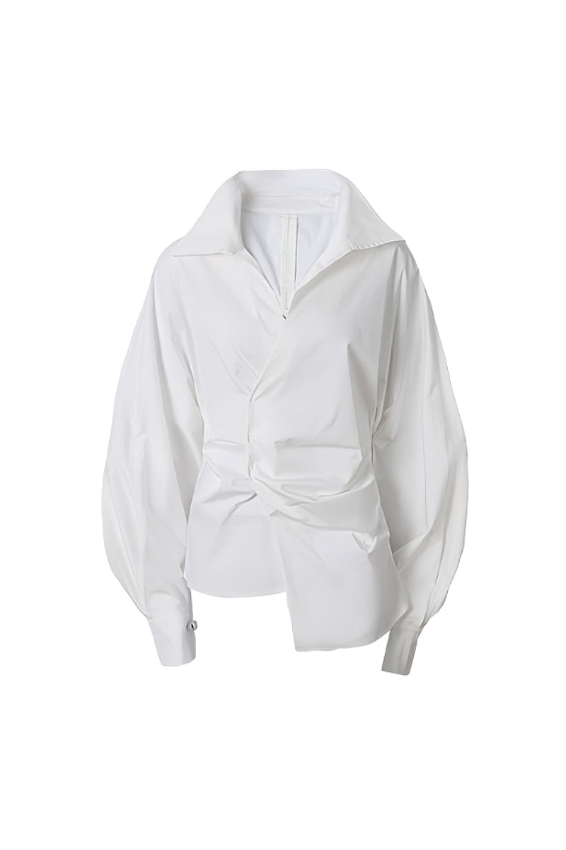 Designer Deep V-Neck Asymmetrical Wrap Shirt