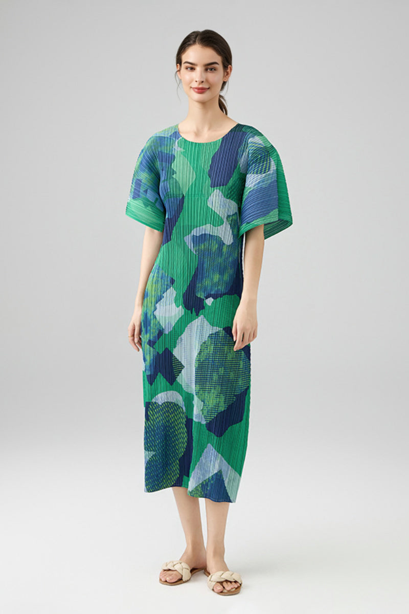 Designer Inspired Pleated Floral Midi Dress