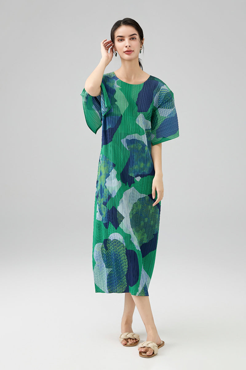 Designer Inspired Pleated Floral Midi Dress