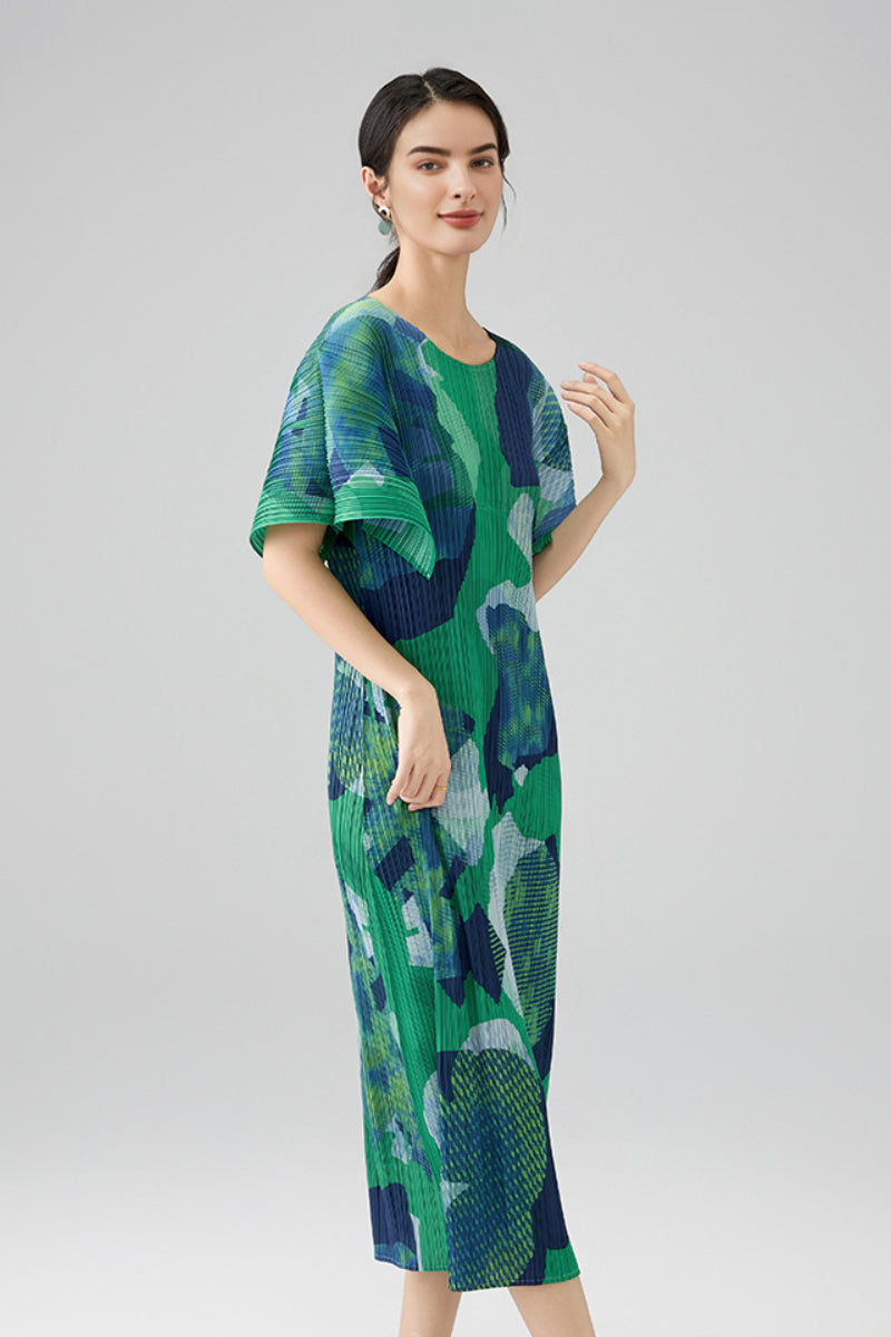 Designer Inspired Pleated Floral Midi Dress