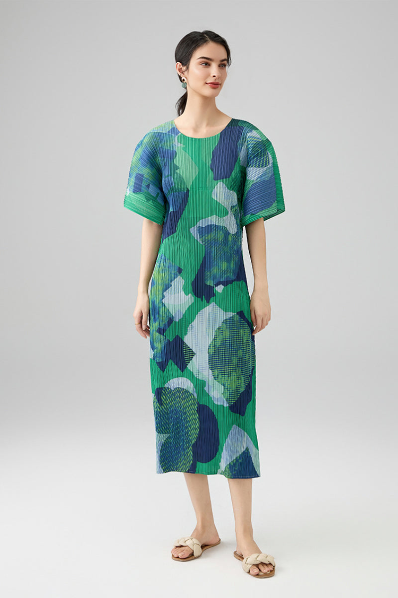 Designer Inspired Pleated Floral Midi Dress