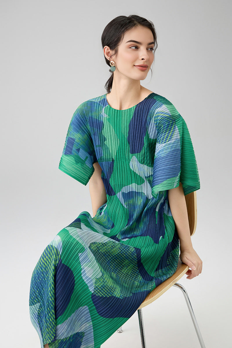 Designer Inspired Pleated Floral Midi Dress