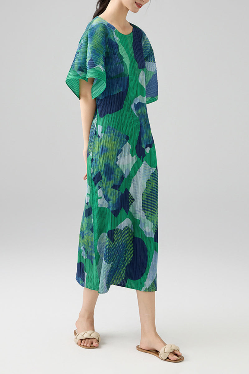 Designer Inspired Pleated Floral Midi Dress