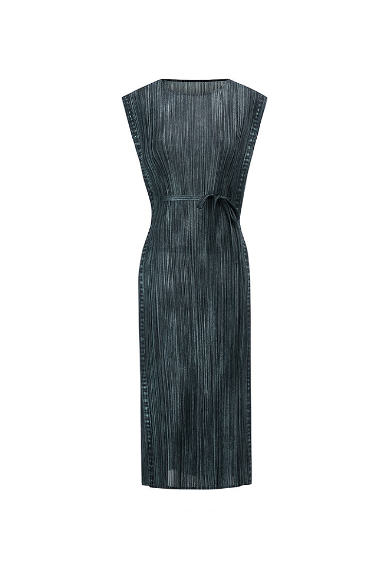 Designer Inspired Pleated Sleeveless Midi Dress