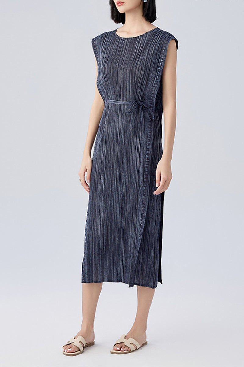 Designer Inspired Pleated Sleeveless Midi Dress