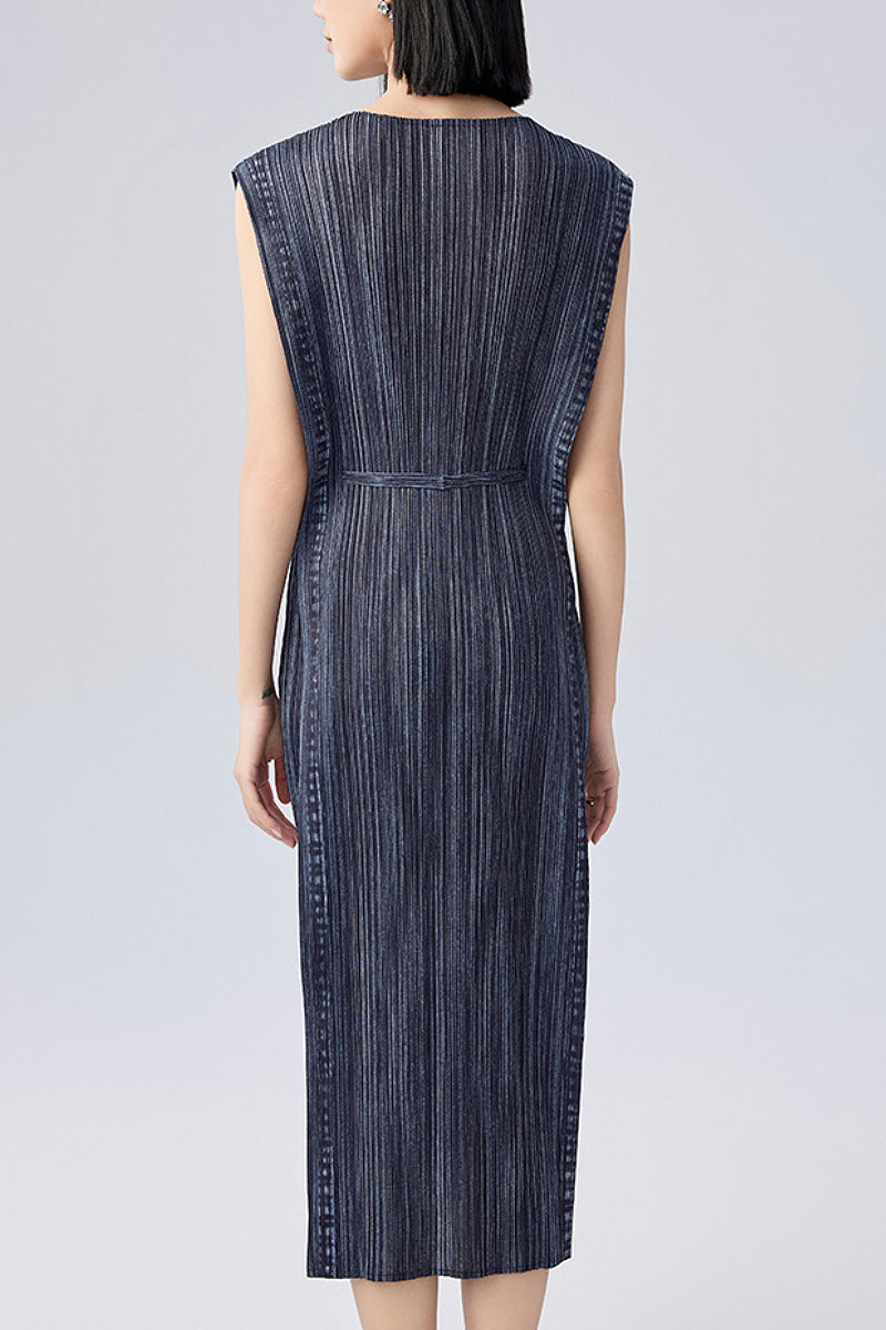 Designer Inspired Pleated Sleeveless Midi Dress