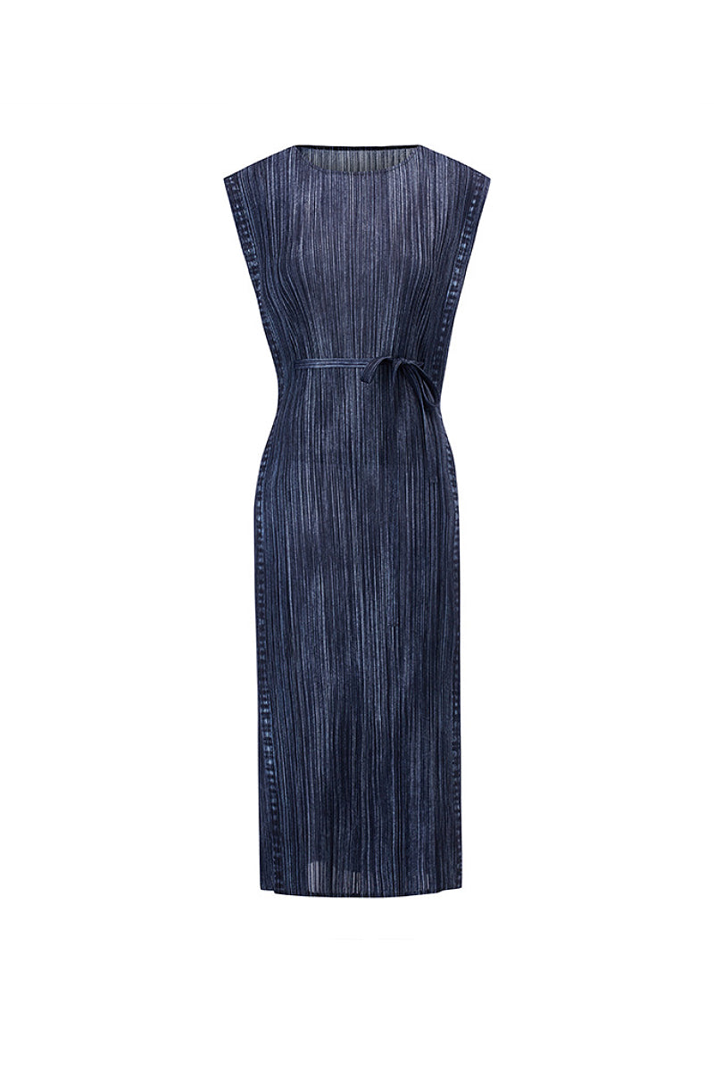 Designer Inspired Pleated Sleeveless Midi Dress