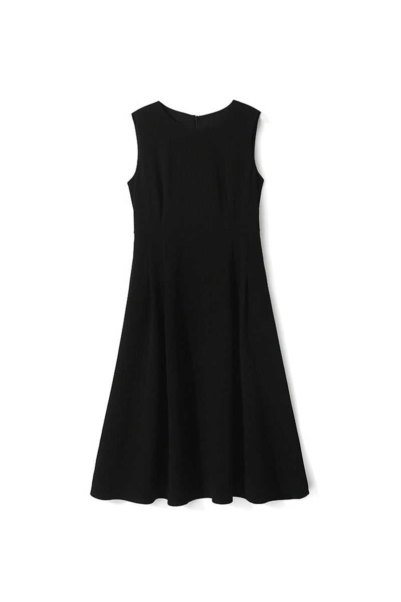 Elegant Acetate Sleeveless Fit & Flare Midi Dress