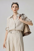 European Linen 3/4 Sleeve Button-Down Shirt