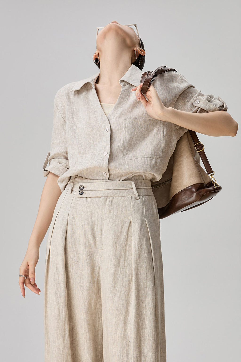 European Linen 3/4 Sleeve Button-Down Shirt