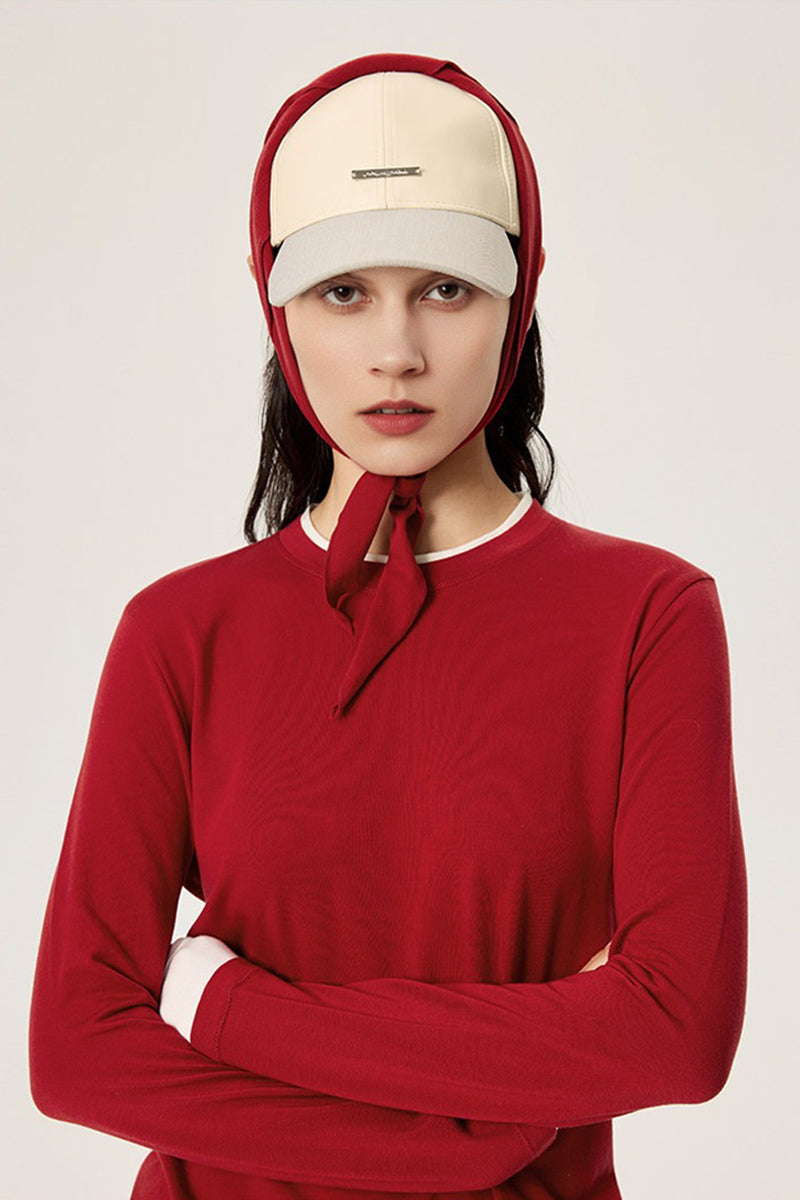 Faux Two-Piece Wool-Lyocell Seamless Knit Top