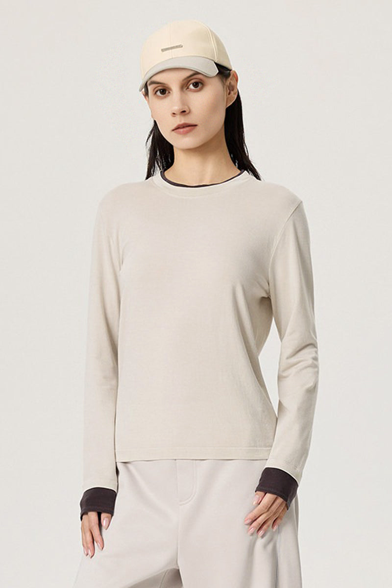 Faux Two-Piece Wool-Lyocell Seamless Knit Top