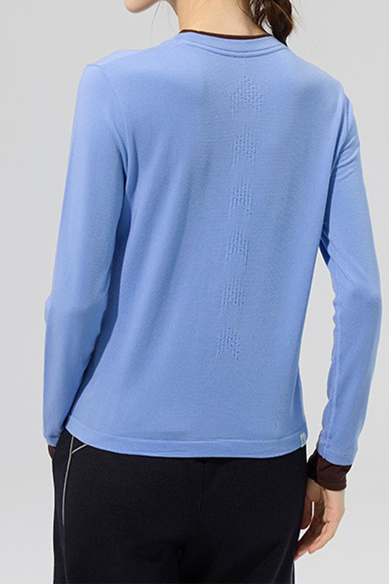 Faux Two-Piece Wool-Lyocell Seamless Knit Top