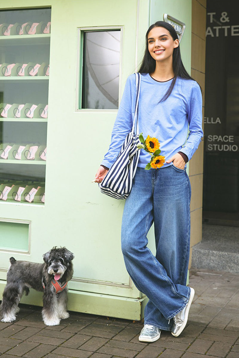 Faux Two-Piece Wool-Lyocell Seamless Knit Top