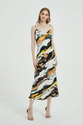 Floral Cowl-Neck Midi Slip Dress in Triacetate-Blend