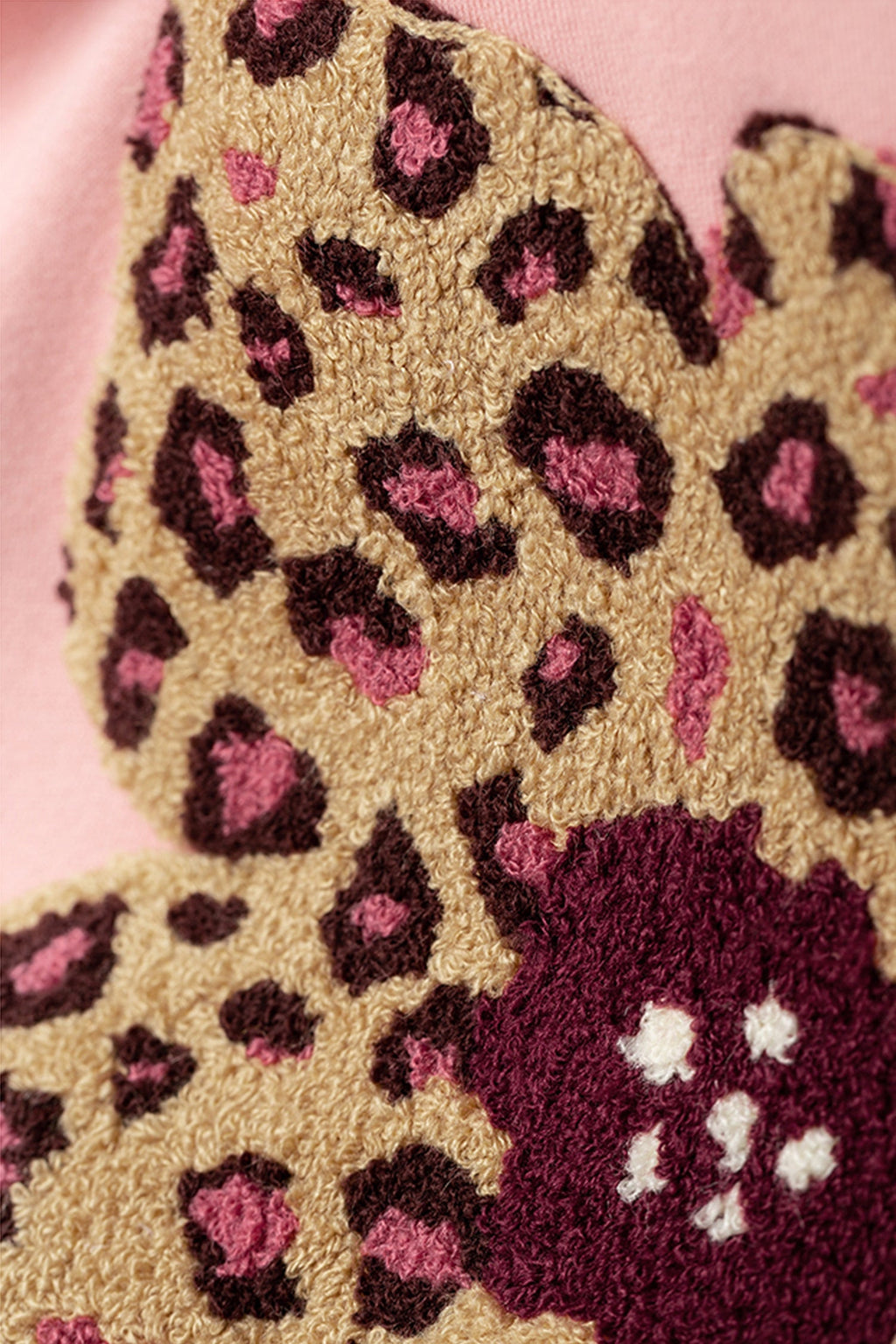 Flower Leopard Print Thermal Crewneck Sweatshirt
