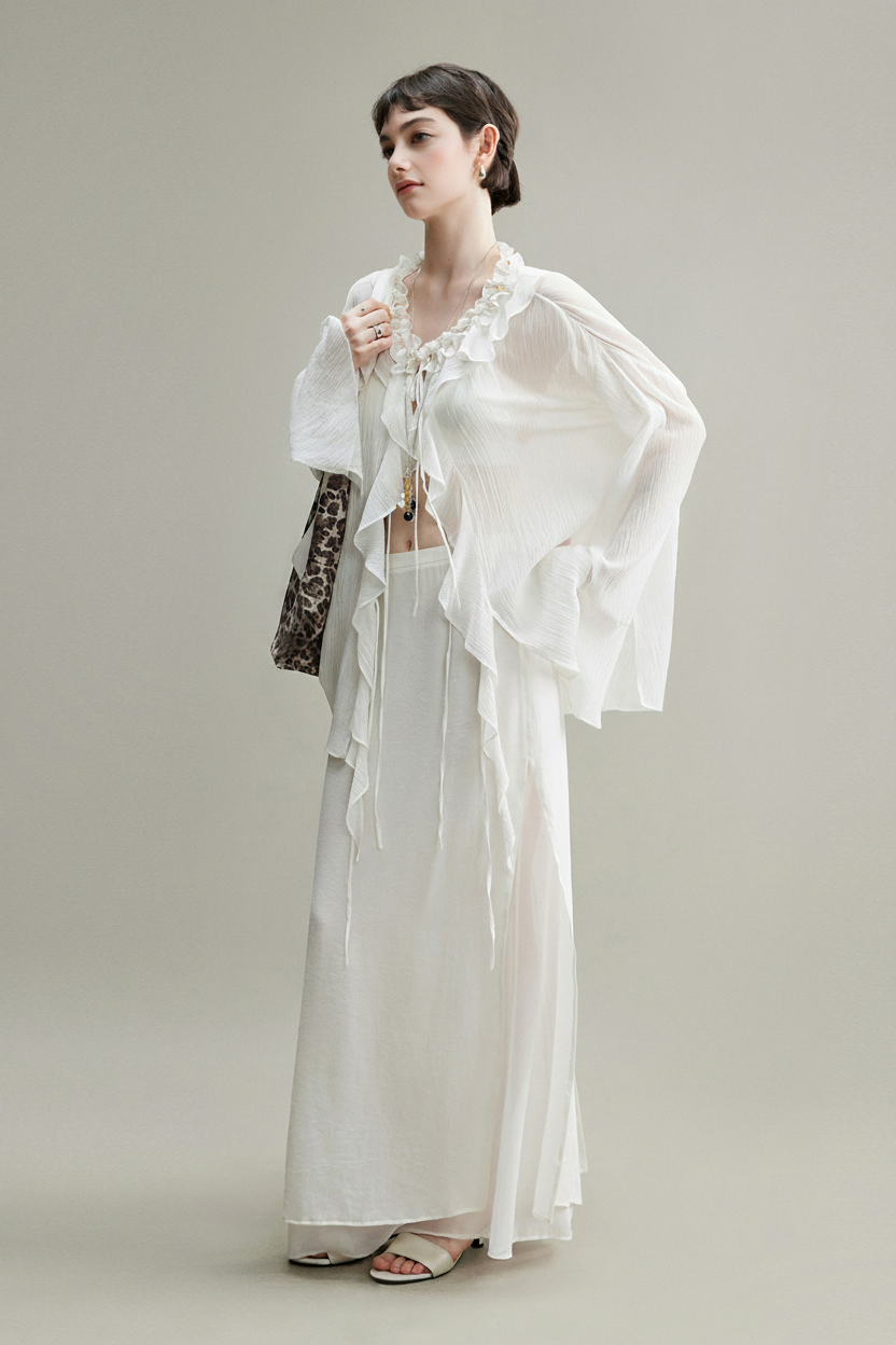 Flowy A-Line High Wasit Tencel Maxi Skirt with Slits