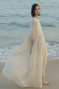 Flowy Cotton-Silk Empire Waist A-Line Maxi Dress