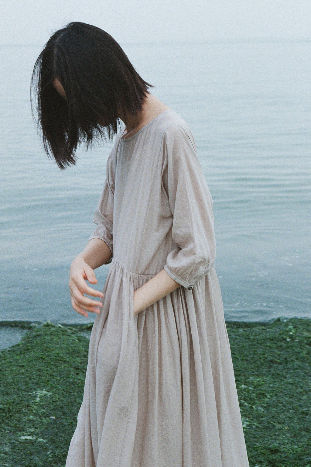 Flowy Cotton-Silk Empire Waist A-Line Maxi Dress
