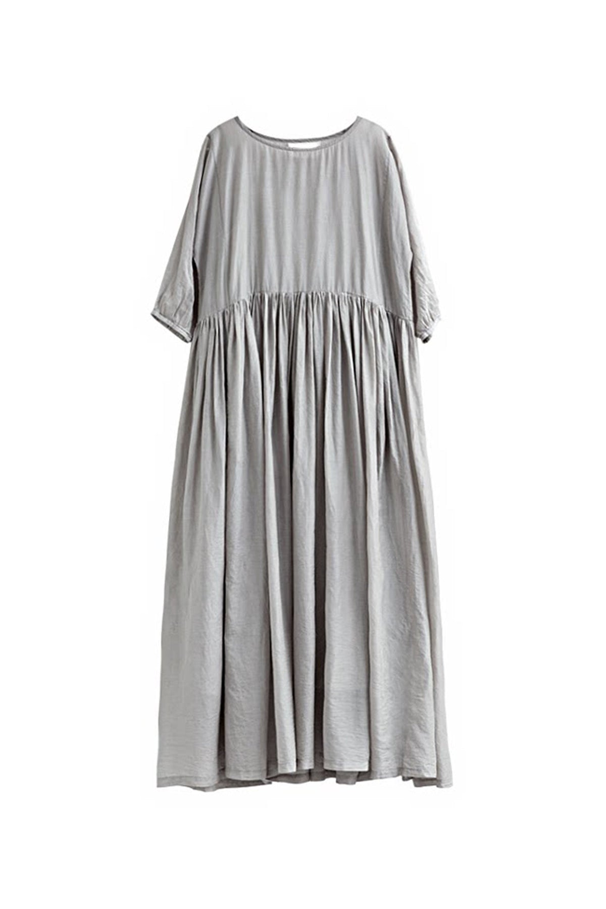 Flowy Cotton-Silk Empire Waist A-Line Maxi Dress