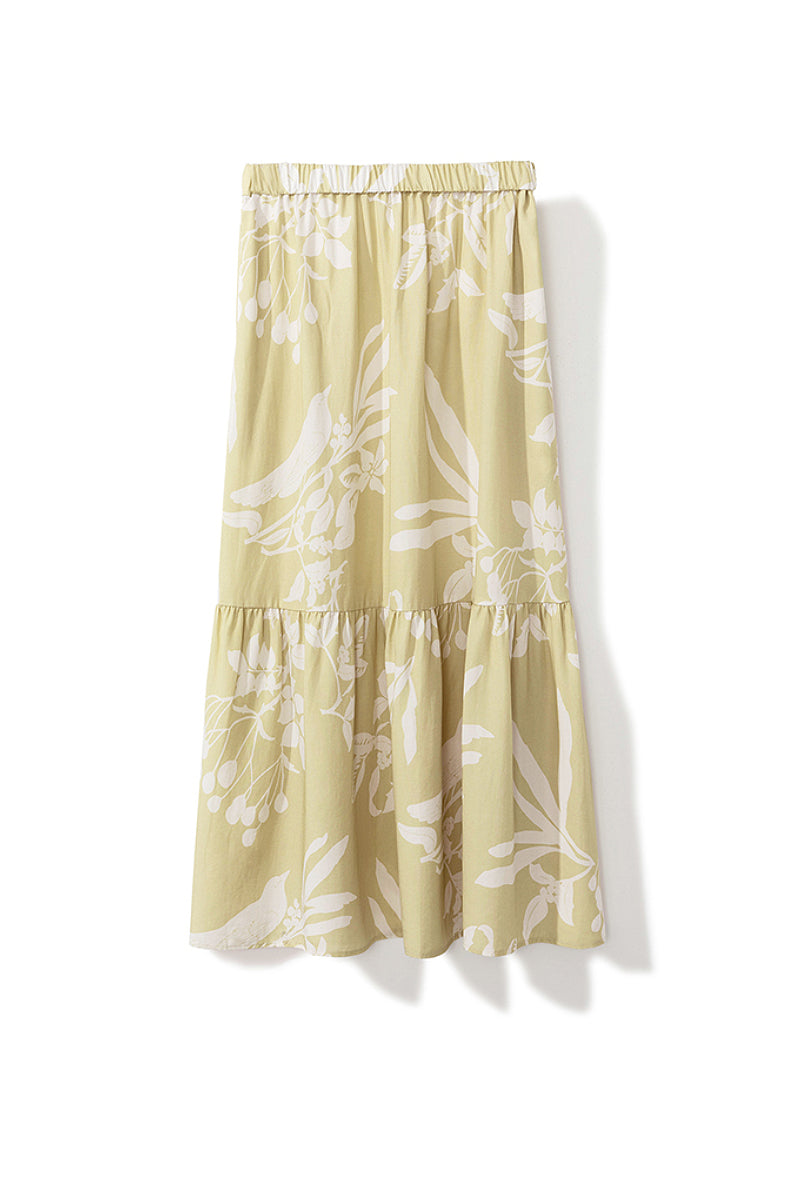 Flowy Linen-Blend Floral A-Line Maxi Skirt