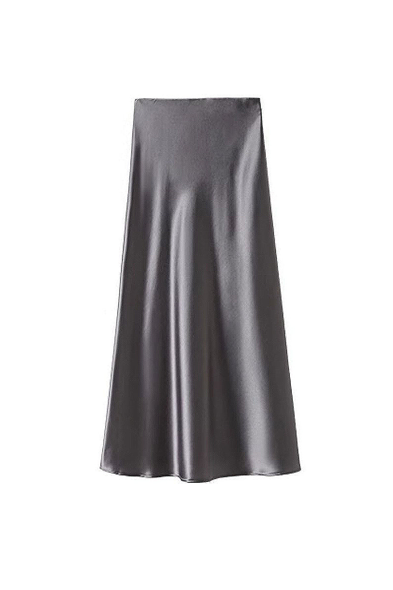 Flowy Satin Slip Mermaild Midi Skirt