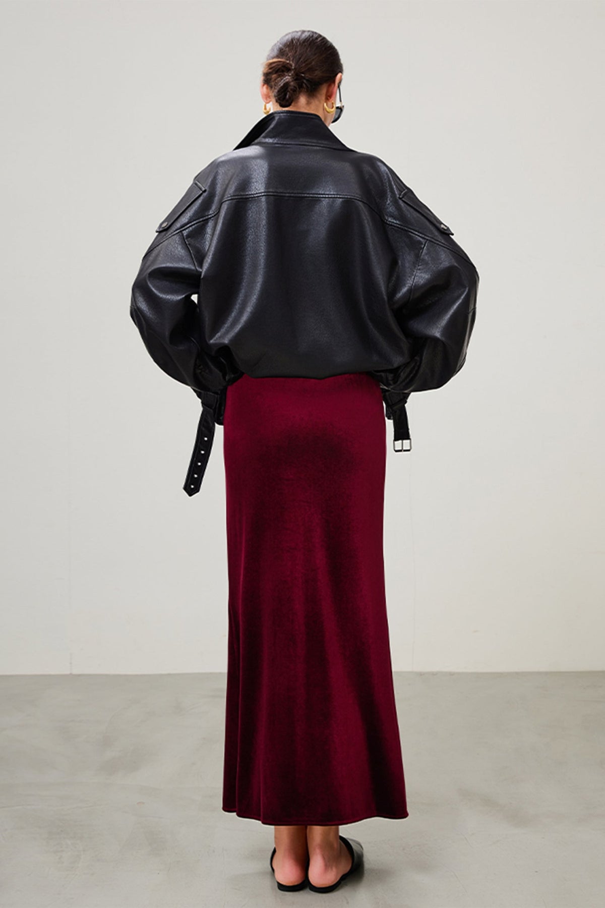 Flowy Velvet Bias-Cut Maxi Skirt