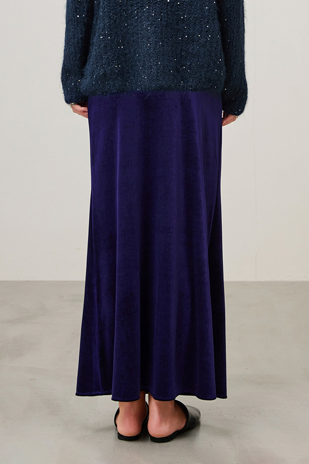 Flowy Velvet Bias-Cut Maxi Skirt