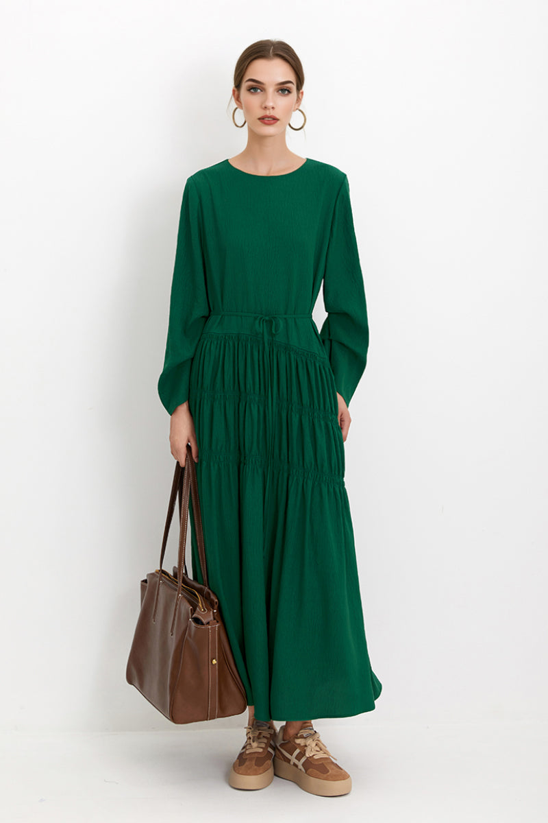 Forest Green Long-Sleeve Maxi Dress