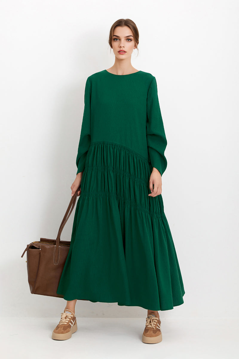 Forest Green Long-Sleeve Maxi Dress