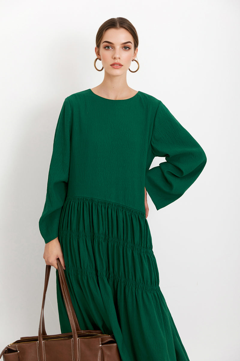 Forest Green Long-Sleeve Maxi Dress