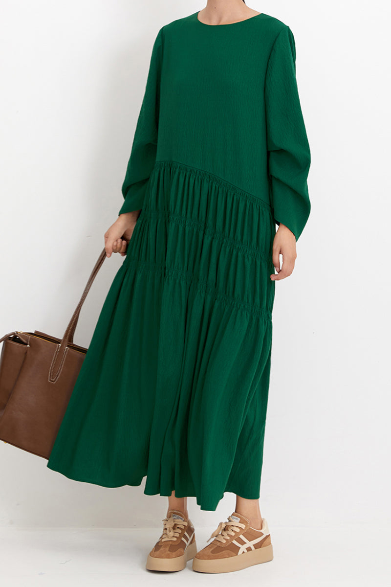 Forest Green Long-Sleeve Maxi Dress