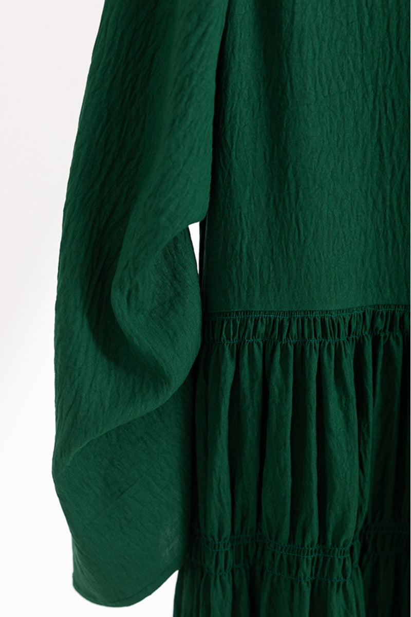 Forest Green Long-Sleeve Maxi Dress